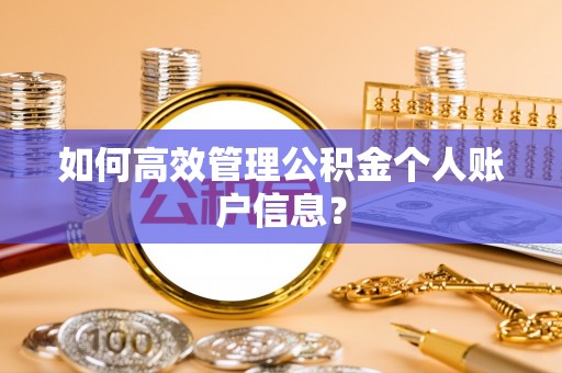 复兴如何高效管理公积金个人账户信息？